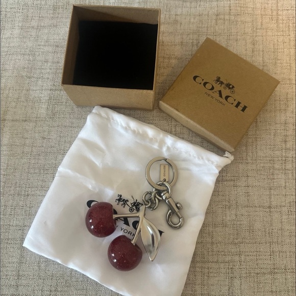 Coach Cherry Keychain with Silver Accents - Picture 1 of 5